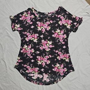 Floral Black and Pink Women's Top Deb